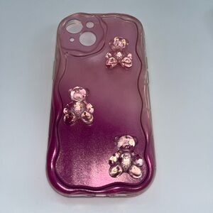 Pink Gradient 3D Bear IPhone 13 Case
